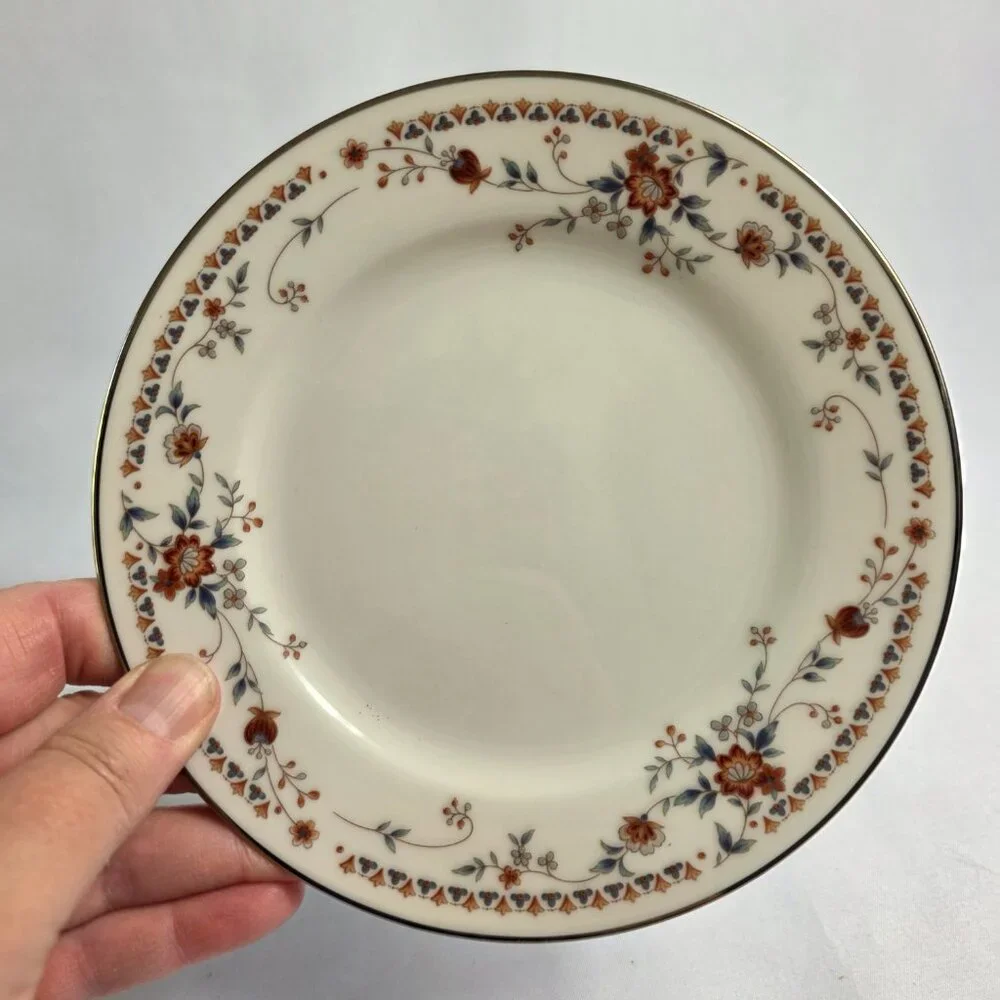 THREE Noritake Adagio Salad Plates Ivory with Floral Spray on Rim
